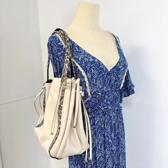 Coach 53355 Harmony Hobo In Colorblock With Snakeskin Detail IN CHALK - Picture 3 of 11